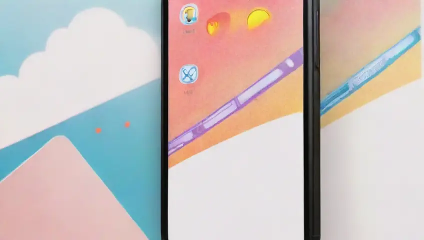 Una pantalla de smartphone brilla suavemente rodeada de sombras y texturas