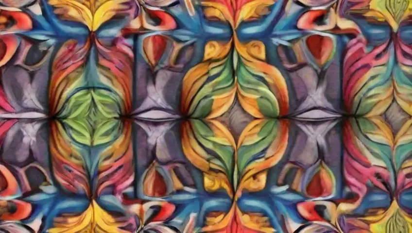 Un diseño artístico que combina líneas intrincadas, profundidad, colores vibrantes y texturas para lograr una composición rica y armoniosa