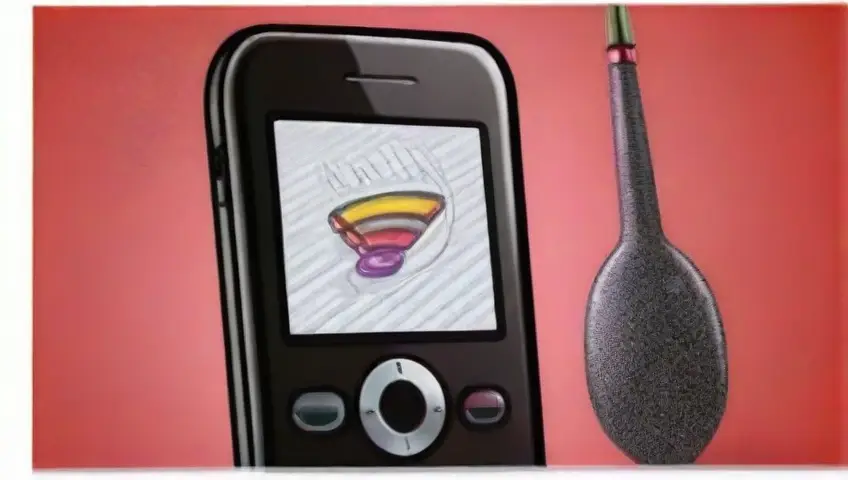 Dibujo detallado del teléfono con colores vibrantes y sombras sutiles sobre fondo texturizado