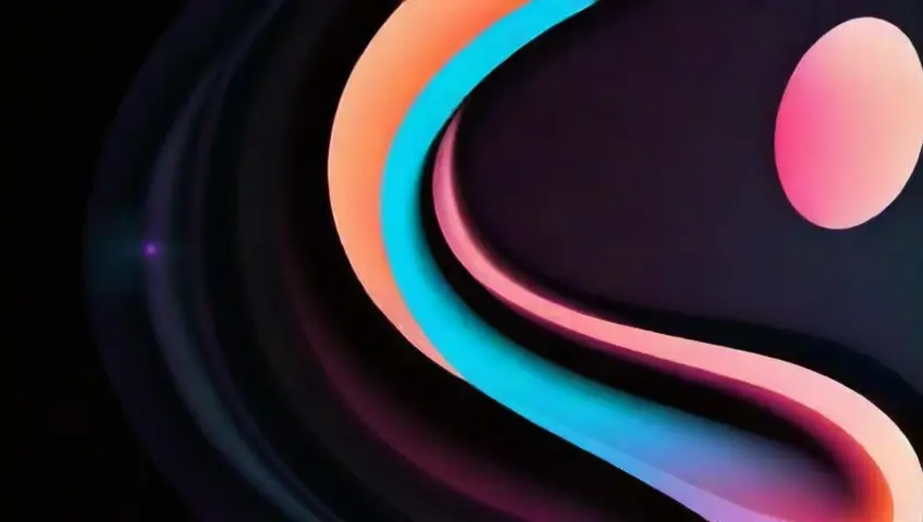 Fondo oscuro con gradientes, líneas bold, detalles intrincados y equilibrio armonioso